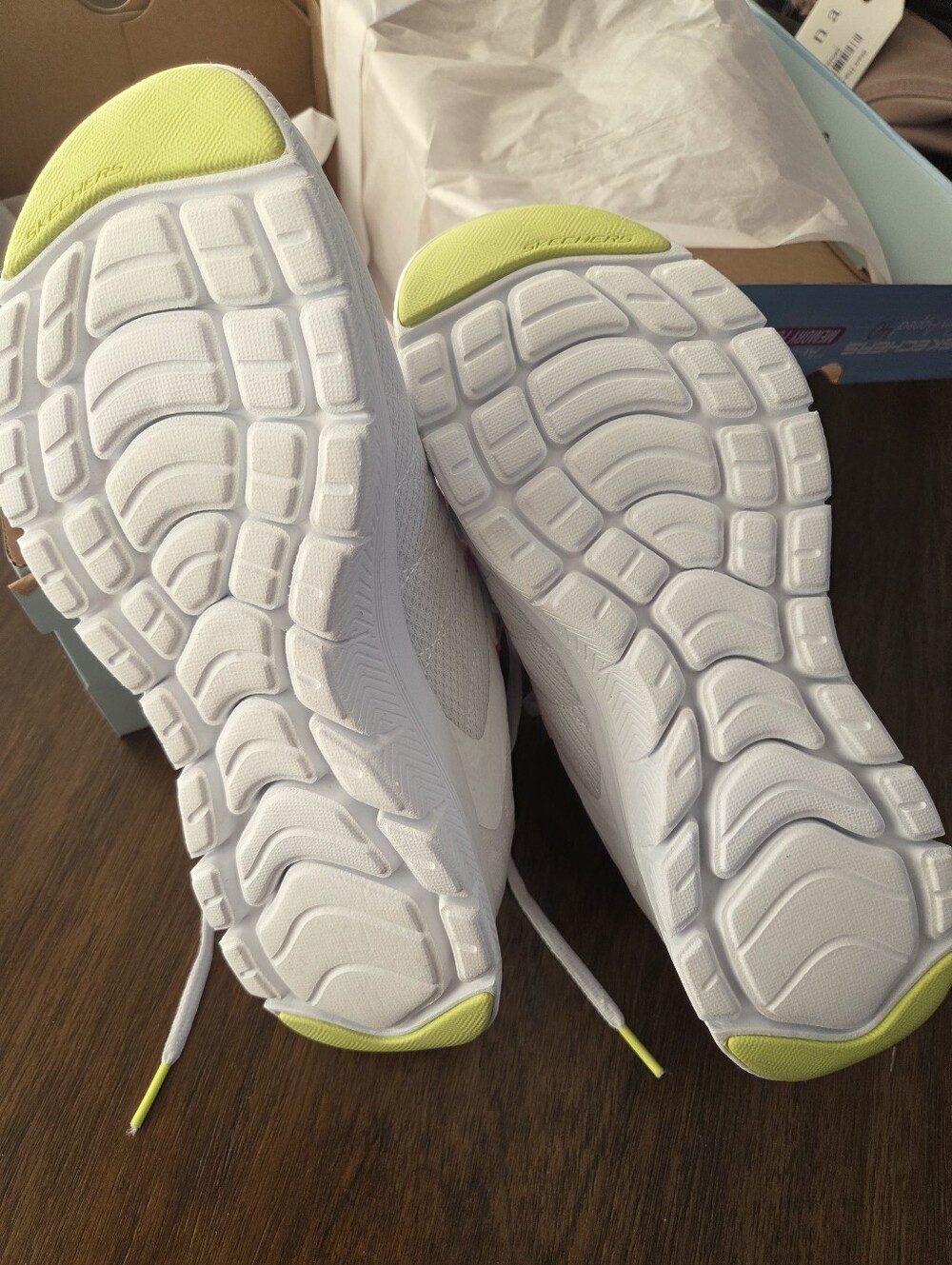 Women's Skechers Memory Foam Flex White Athletic Shoes - Picture 2 of 7